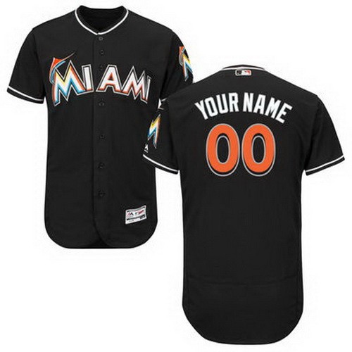 Men's  Women Youth Miami Marlins Customized Black FlexBase Jersey