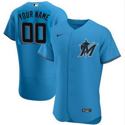 Men's  Women Youth Miami Marlins Customized Blue Alternate 2020 FlexBase Jersey