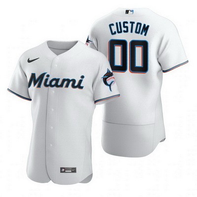 Men's  Women Youth Miami Marlins Customized White 2020 FlexBase Jersey