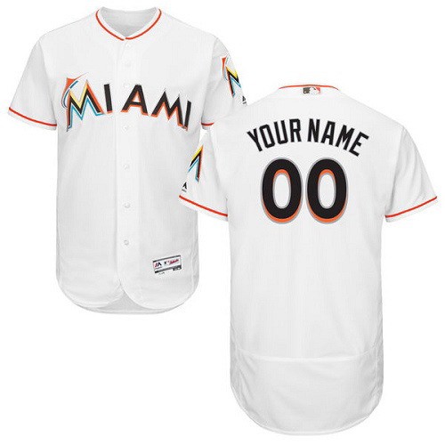 Men's  Women Youth Miami Marlins Customized White FlexBase Jersey