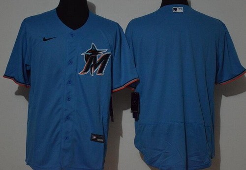 Men's Miami Marlins Blank Blue Alternate 2020 FlexBase Jersey