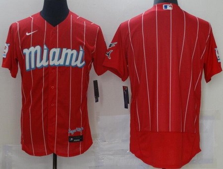 Men's Miami Marlins Blank Red 2021 City Authentic Jersey