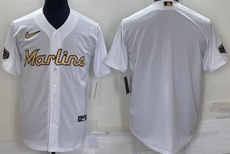 Men's Miami Marlins Blank White 2022 All Star Cool Base Jersey