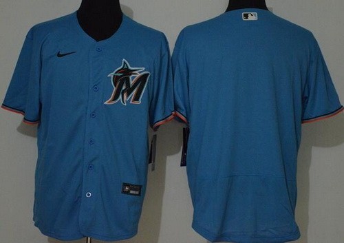 Men's Miami Marlins Blank Blue Alternate 2020 Cool Base Jersey