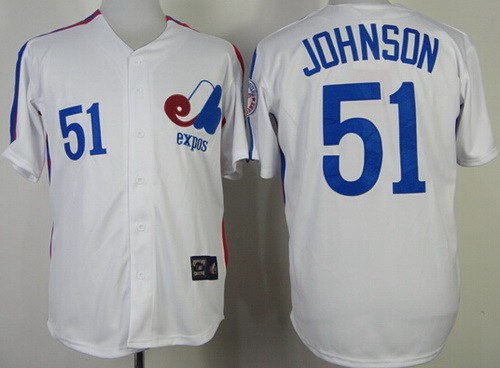 Men's Montreal Expos #51 Randy Johnson White Throwback Jersey