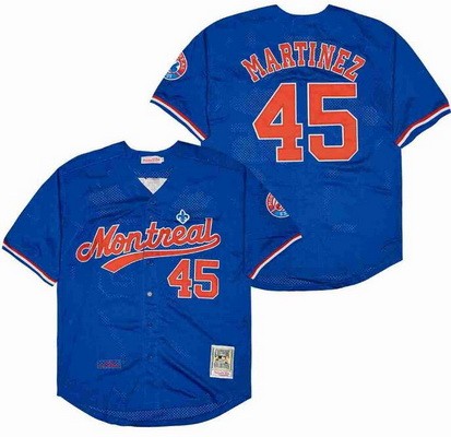Men's Montreal Expos #45 Pedro Martinez Mesh Throwback Jersey