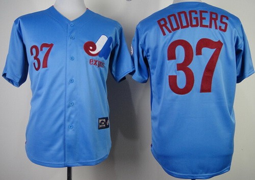 Men's Montreal Expos #37 Steve Rodgers Blue Throwback Jersey