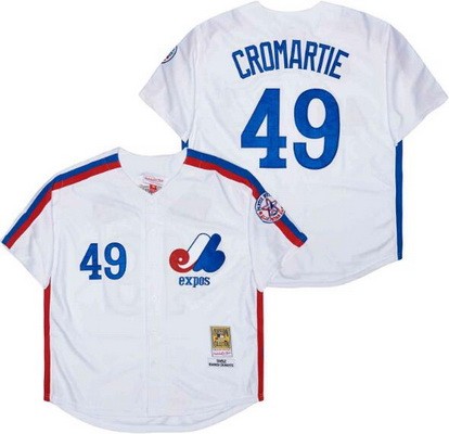 Men's Montreal Expos #49 Warren Cromartie White 1982 Throwback Jersey