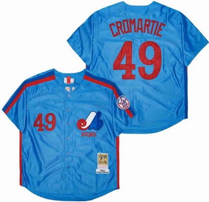Men's Montreal Expos #49 Warren Cromartie Blue 1982 Throwback Jersey