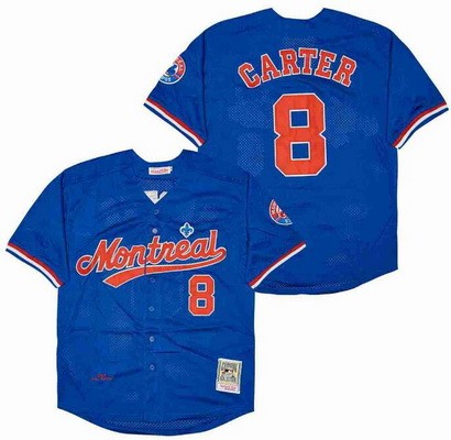 Men's Montreal Expos #8 Gary Carter Blue Mesh Throwback Jersey