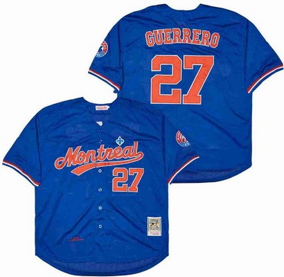 Men's Montreal Expos #27 Vladimir Guerrero Blue Mesh Throwback Jersey