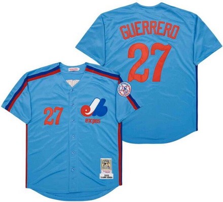 Men's Montreal Expos #27 Vladimir Guerrero Blue 2000 Throwback Jersey