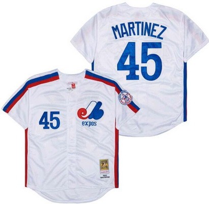 Men's Montreal Expos #45 Pedro Martinez White 1982 Throwback Jersey