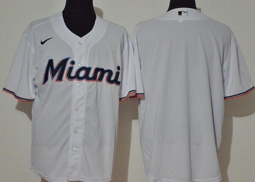 Men's Miami Marlins Blank White 2020 Cool Base Jersey