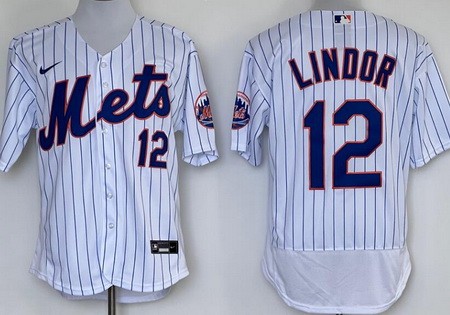 Men's New York Mets #12 Francisco Lindor White Authentic Jersey