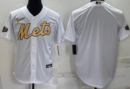 Men's New York Mets Blank White 2022 All Star Cool Base Jersey