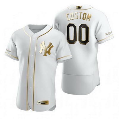 Men's Women Youth New York Yankees Customized White Gold 2020 FlexBase Jersey