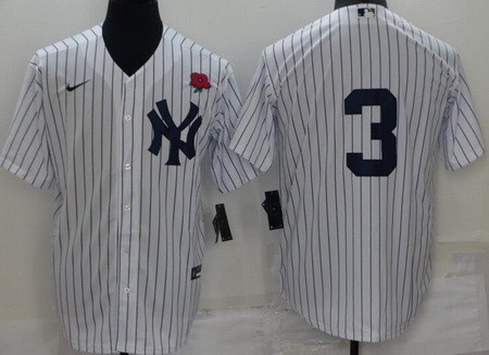 Men's New York Yankees #3 Babe Ruth White Red Rose Cool Base Jersey