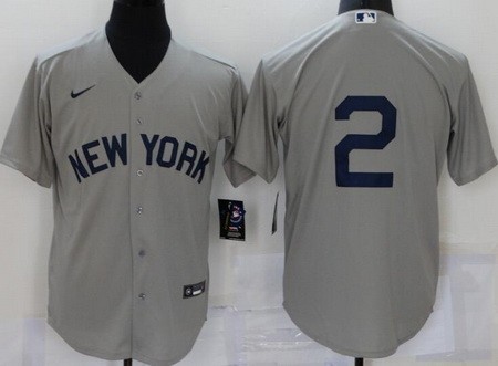 Men's New York Yankees #2 Derek Jeter Gray 2021 Field of Dreams Cool Base Jersey