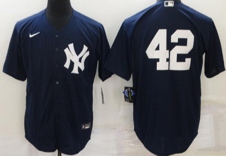 Men's New York Yankees #42 Mariano Rivera Navy Alternate Cool Base Jersey