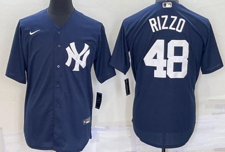 Men's New York Yankees #48 Anthony Rizzo Navy Player Name Cool Base Jersey