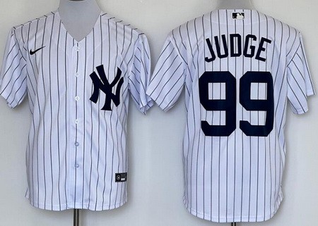 Men's New York Yankees #99 Aaron Judge White Player Name Cool Base Jersey