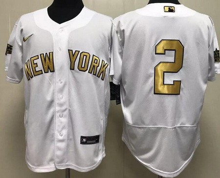 Men's New York Yankees #2 Derek Jeter White 2022 All Star Authentic Jersey