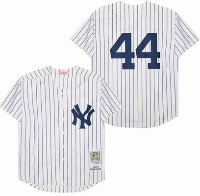 Men's New York Yankees #44 Reggie Jackson White 1977 Throwback Jersey