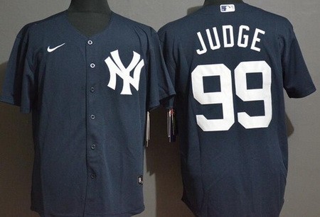 Men's New York Yankees #99 Aaron Judge Navy Player Name Cool Base Jersey