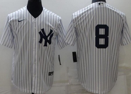 Men's New York Yankees #8 Yogi Berra White Cool Base Jersey