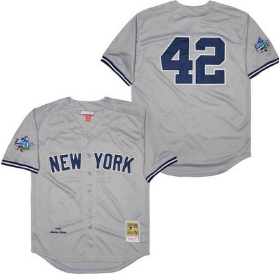 Men's New York Yankees #42 Mariano Rivera Gray 1998 Throwback Jersey