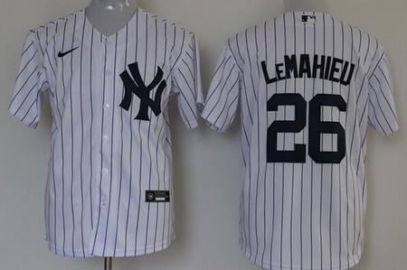 Men's New York Yankees #26 DJ LeMahieu White Player Name Cool Base Jersey