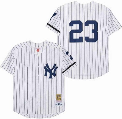 Men's New York Yankees #23 Don Mattingly White 1995 Throwback Jersey