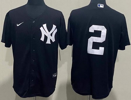 Men's New York Yankees #2 Derek Jeter Navy Alternate Cool Base Jersey