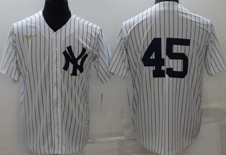 Men's New York Yankees #45 Gerrit Cole White Cooperstown Collection Jersey