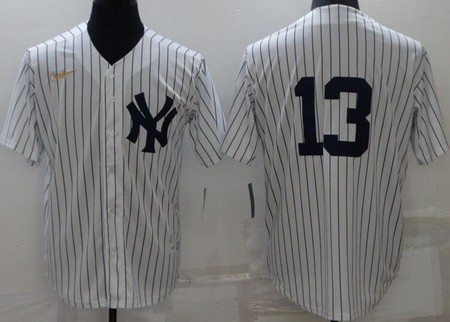 Men's New York Yankees #13 Joey Gallo White Cooperstown Collection Jersey