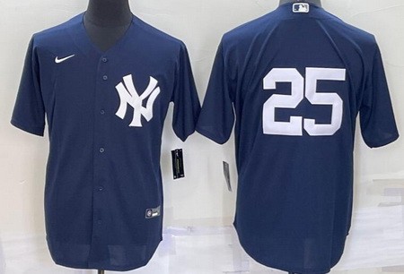 Men's New York Yankees #25 Gleyber Torres Navy Alternate Cool Base Jersey