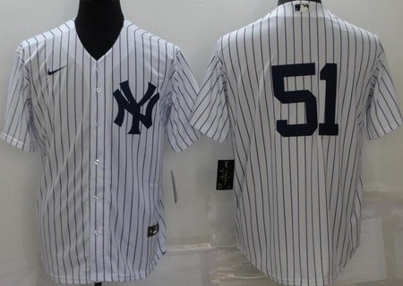 Men's New York Yankees #51 Bernie Williams White Cool Base Jersey