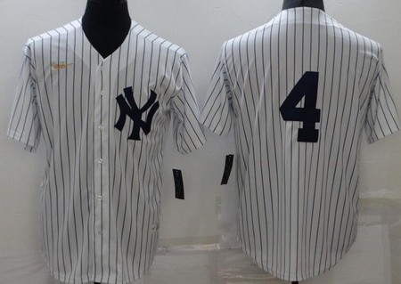 Men's New York Yankees #4 Lou Gehrig White Cooperstown Collection Jersey