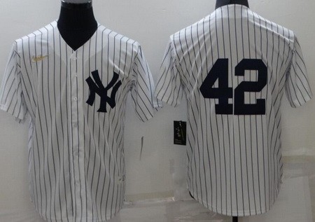 Men's New York Yankees #42 Mariano Rivera White Cooperstown Collection Jersey