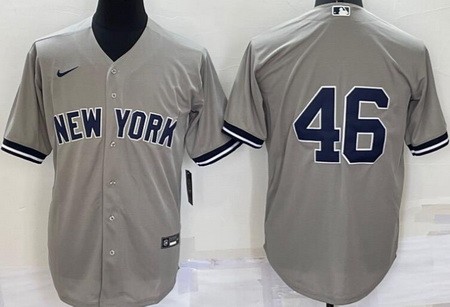 Men's New York Yankees #46 Andy Pettitte Gray Cool Base Jersey