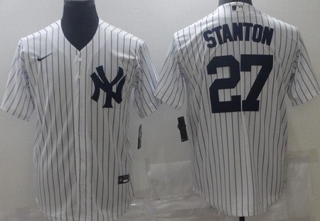 Men's New York Yankees #27 Mike Stanton White Player Name Cool Base Jersey