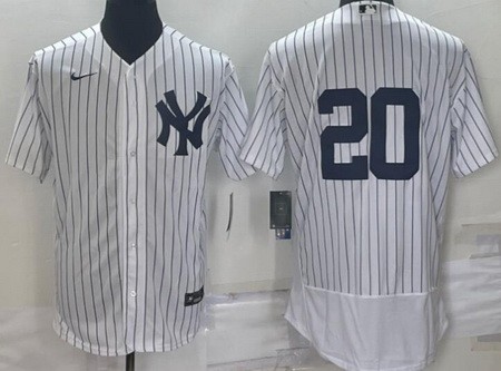 Men's New York Yankees #20 Jorge Posada White Authentic Jersey