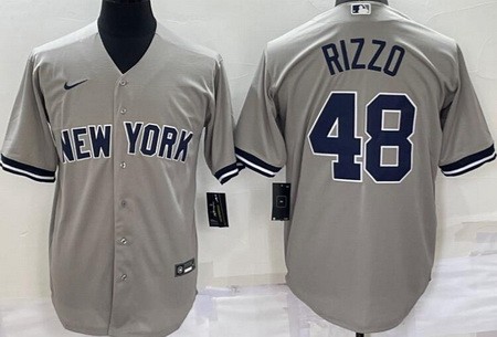 Men's New York Yankees #48 Anthony Rizzo Gray Player Name Cool Base Jersey