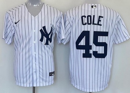 Men's New York Yankees #45 Gerrit Cole White Player Name Cool Base Jersey