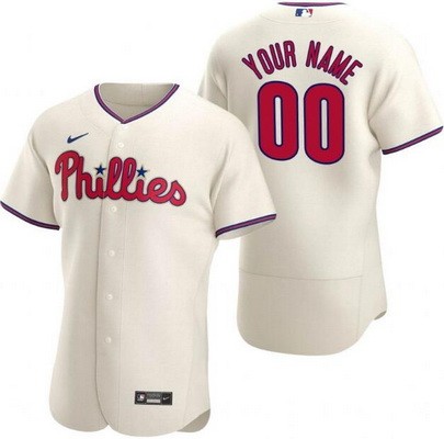 Men's  Women Youth Philadelphia Phillies Customized Cream Authentic Jersey