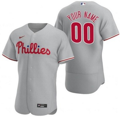 Men's  Women Youth Philadelphia Phillies Customized Gray Authentic Jersey