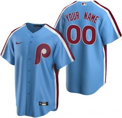 Men's  Women Youth Philadelphia Phillies Customized Light Blue Cool Base Jersey