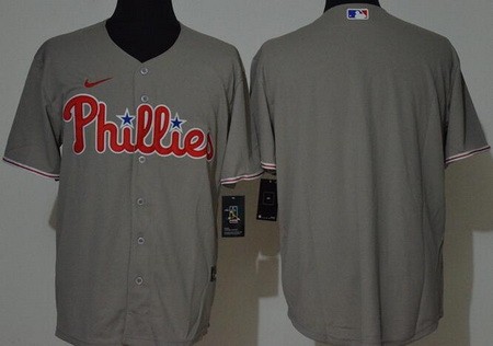 Men's Philadelphia Phillies Blank Gray Cool Base Jersey