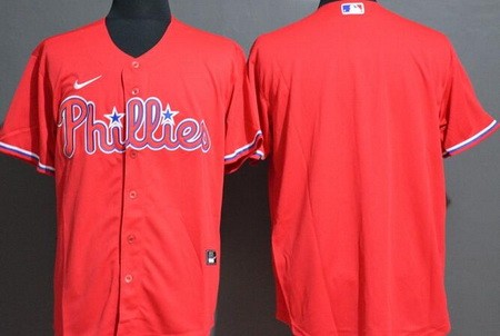 Men's Philadelphia Phillies Blank Red Cool Base Jersey